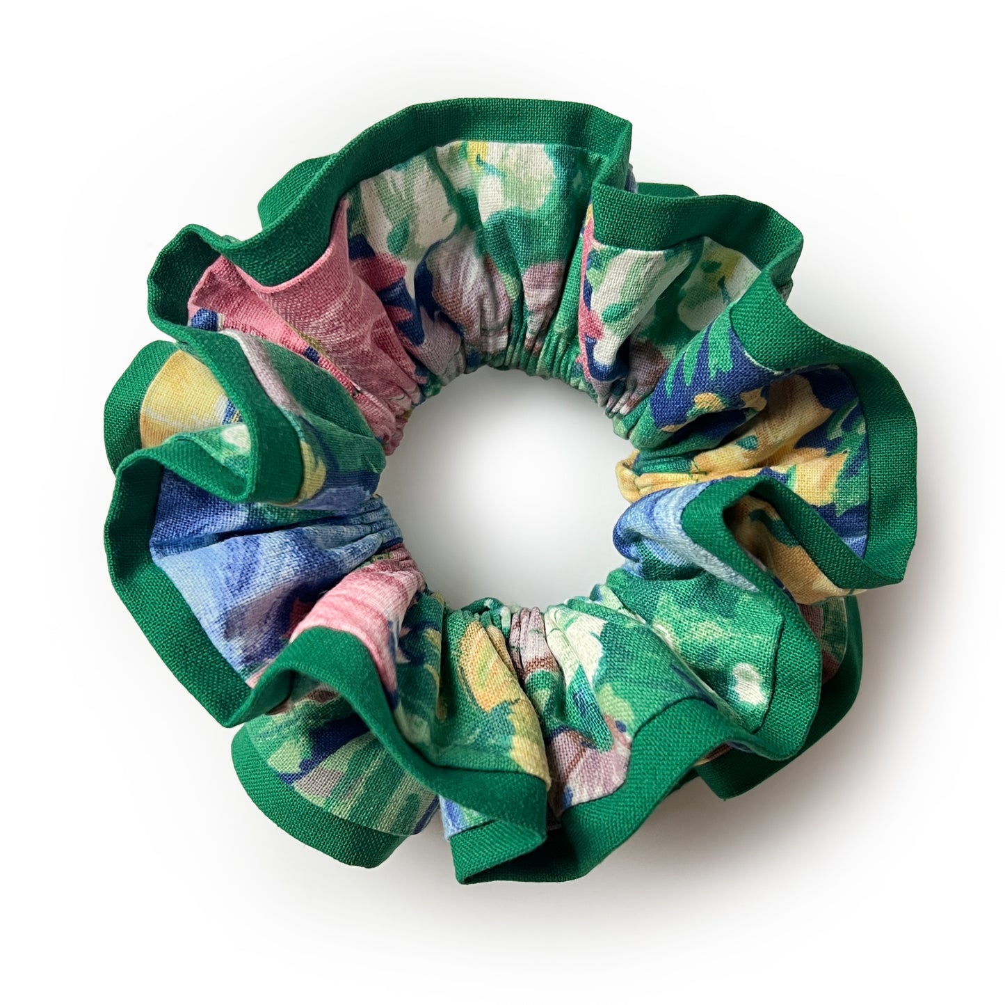 ruffle scrunchie Green-Flowers